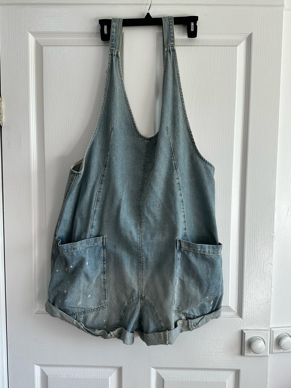 We The Free Light Blue Denim Short Overalls